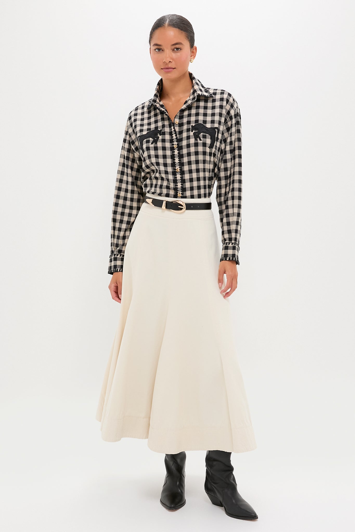 Black Plaid Boyfriend Shirt