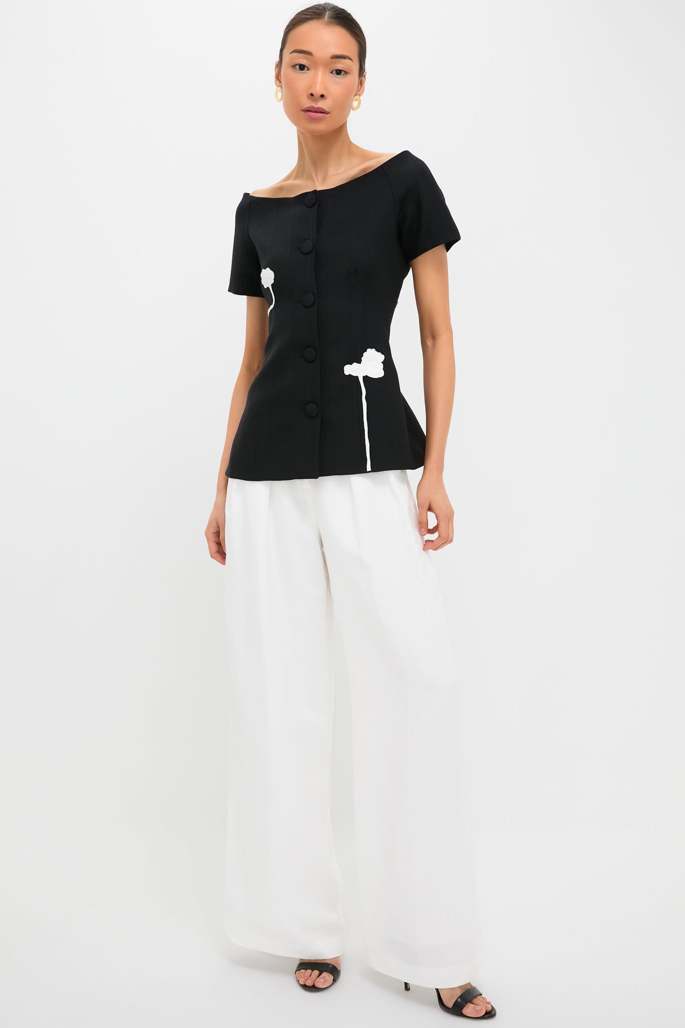 Black Hashiro Stripe Wool Top