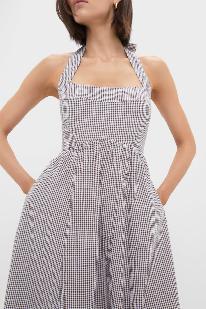 Chocolate Gingham Fleur Dress