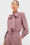 Mauve Stripe Brianna Bow Blouse