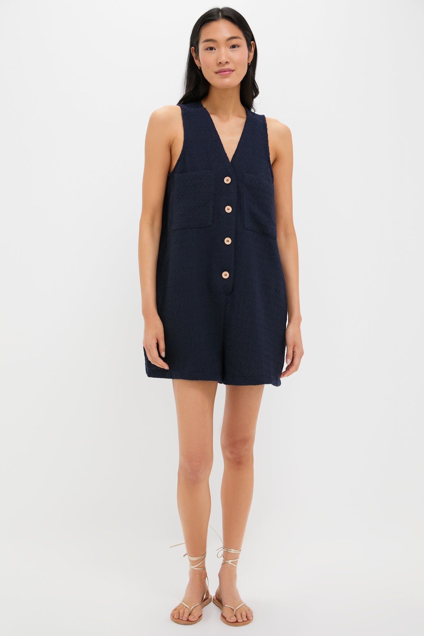 Navy Textured Myla Romper