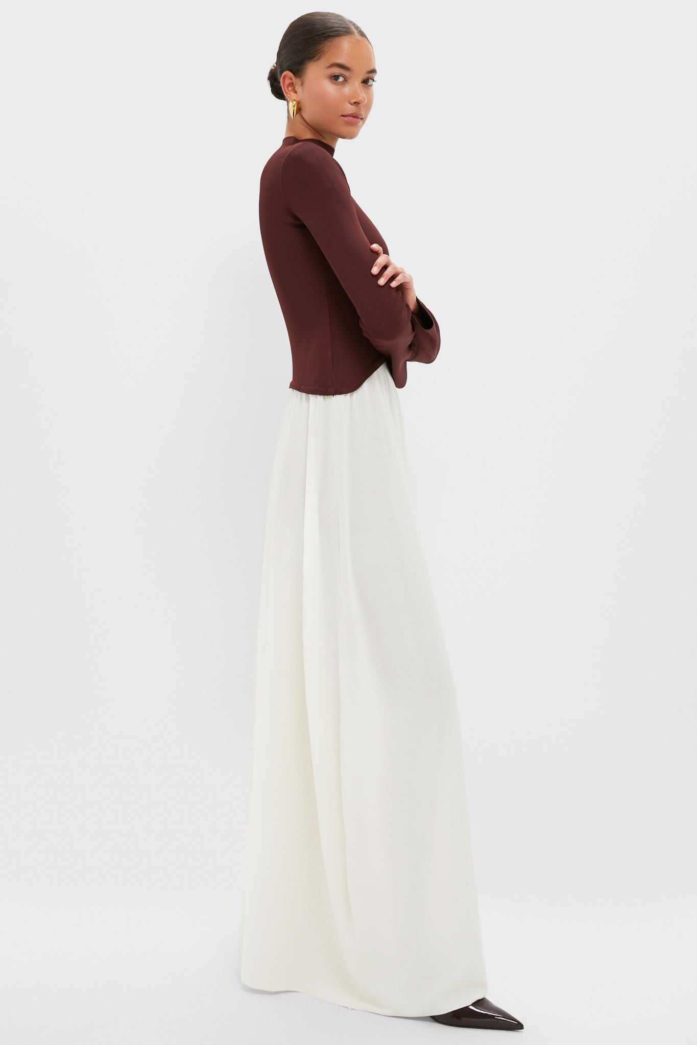 Raisin Brown Soglio Long Sleeve Maxi Dress
