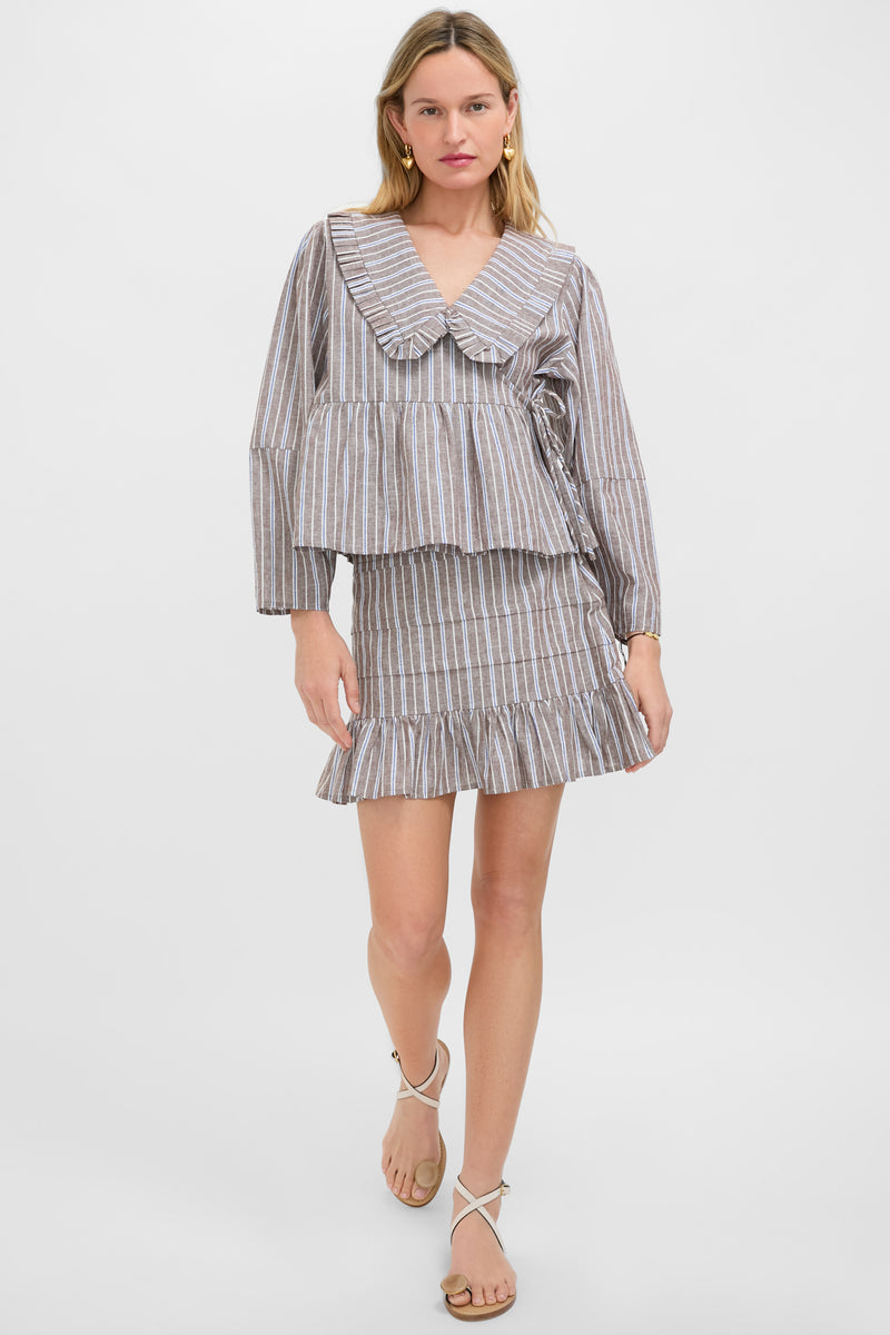 Dove Stripe Linen Bethany Blouse