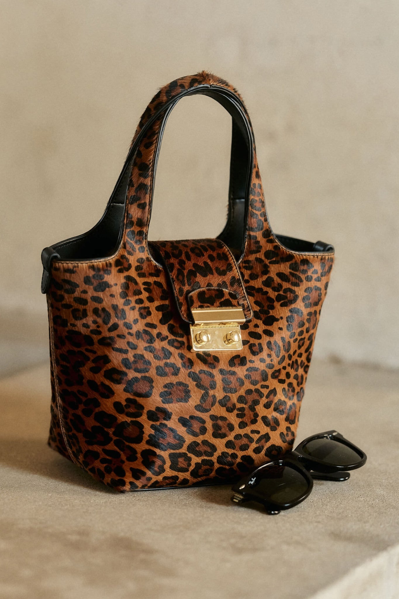 Leopard Pony Hair Mini Market Tote