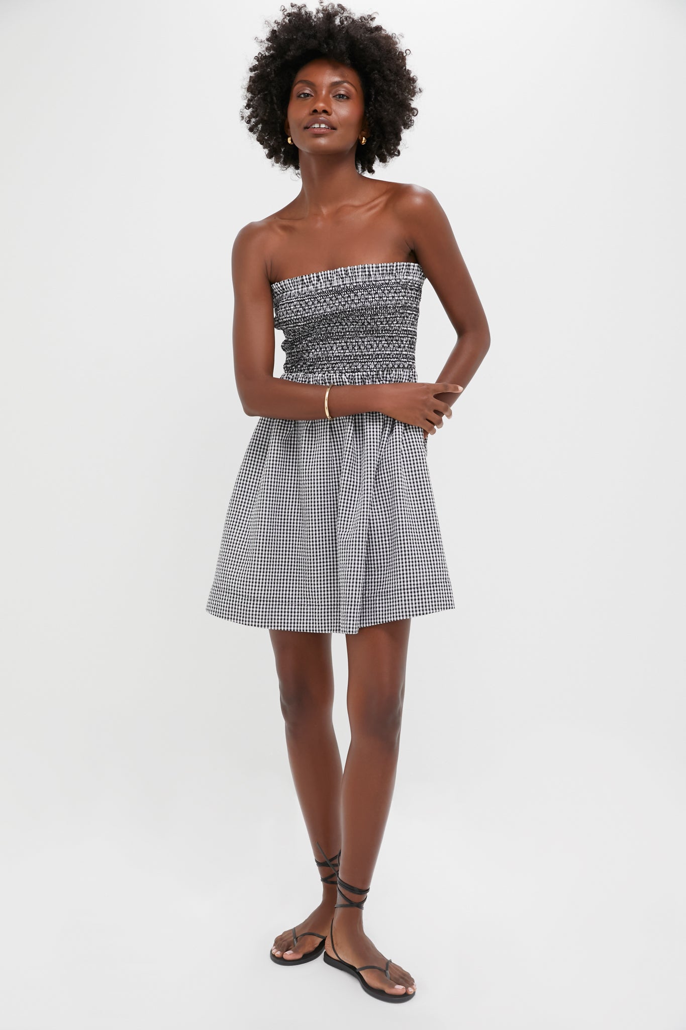 Black Gingham Seersucker Winona Mini Dress