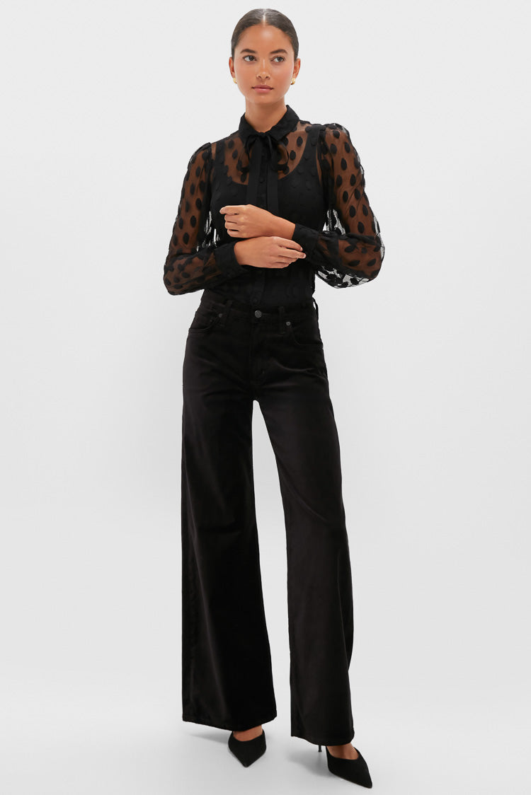 Noir Soraya Lace Neck-Tie Blouse
