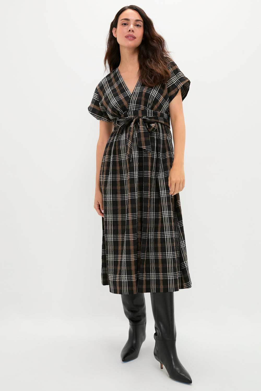 HATCH Collection Women's The Autumn Plaid Carolina Dress - Black - Size 0/XS