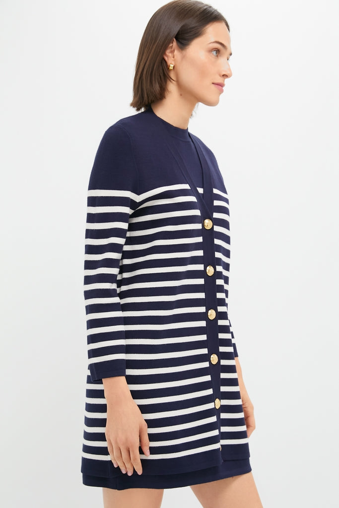 Navy and White Stripe Knit Liv Cardigan