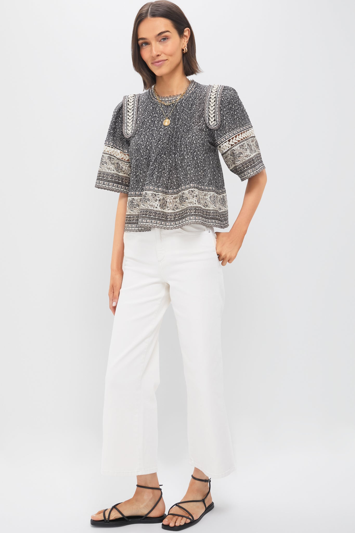 Multi Palma Print Short Sleeve Top