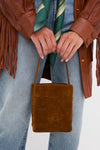 Cacao Laith Woven Top Handle Bag