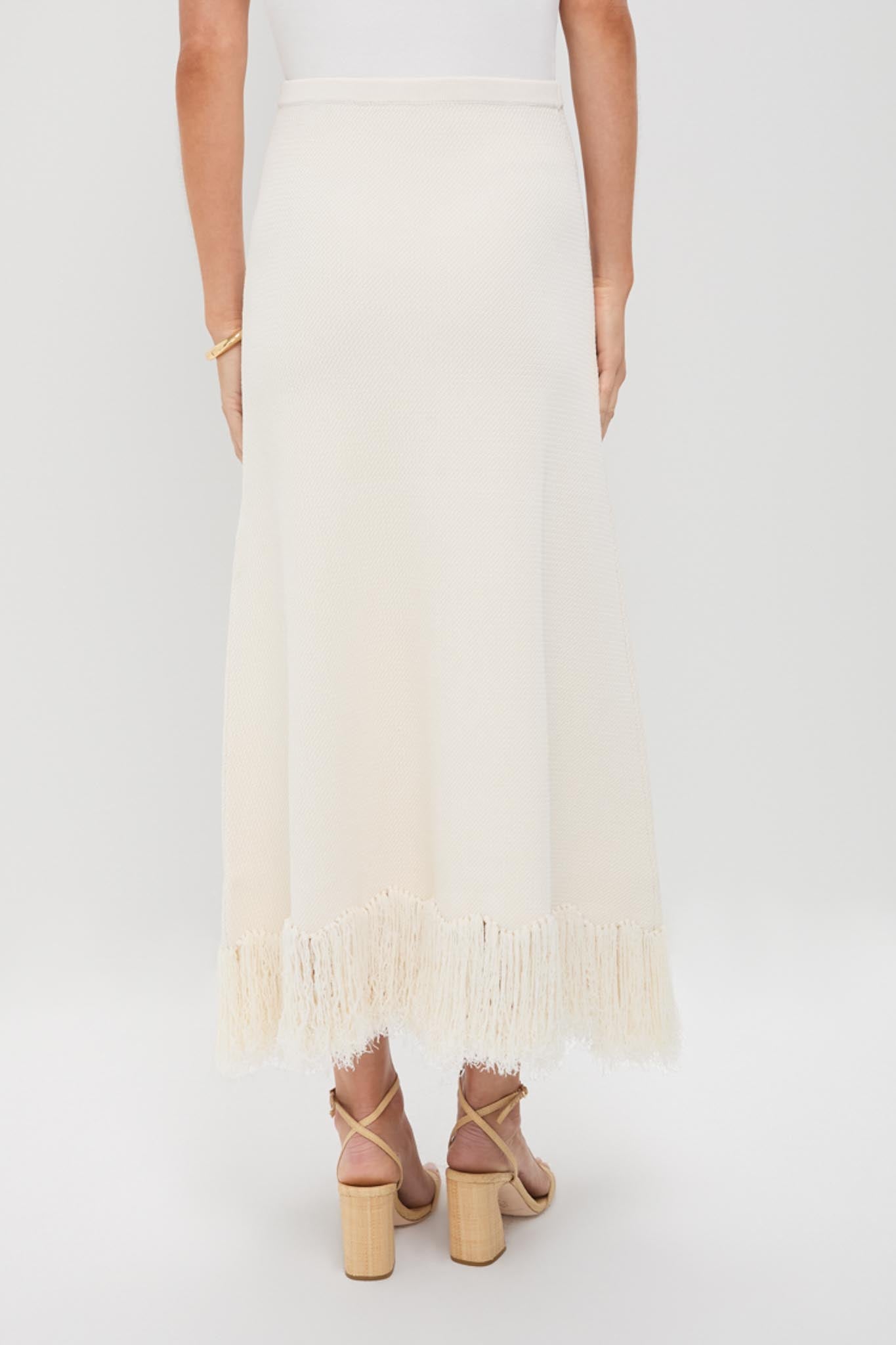 Parchment Clarissa Fringe Knit Skirt | CLEA