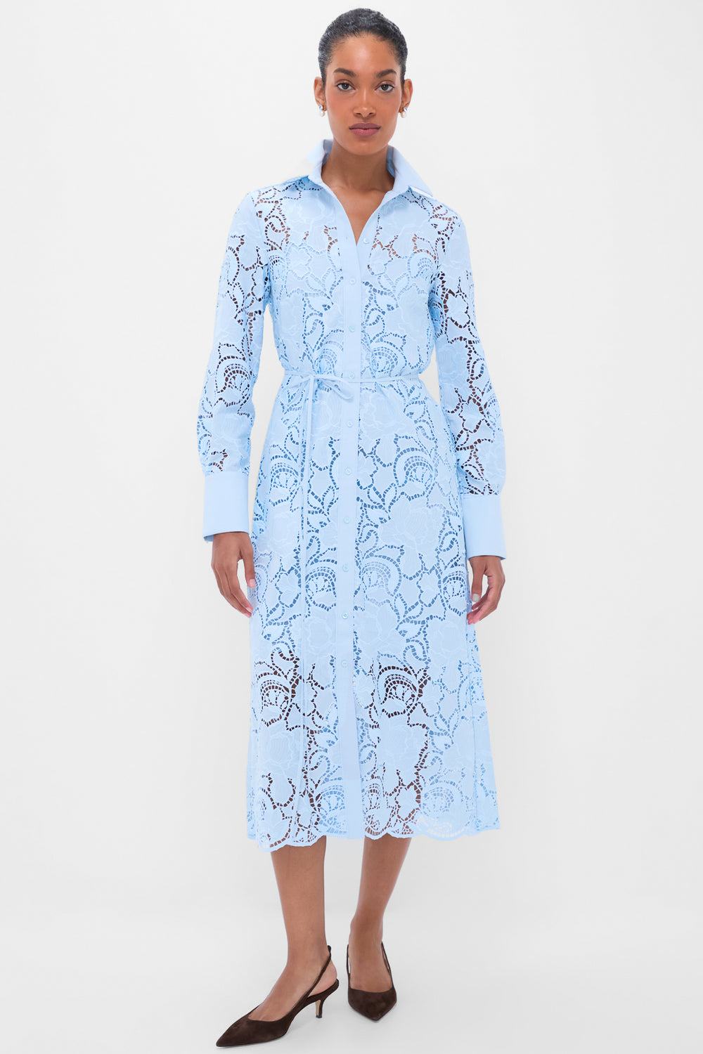 Dream Blue Long Sleeve Shirt Dress | ERDEM Dream Blue Long Sleeve Shirt Dress | ERDEM
