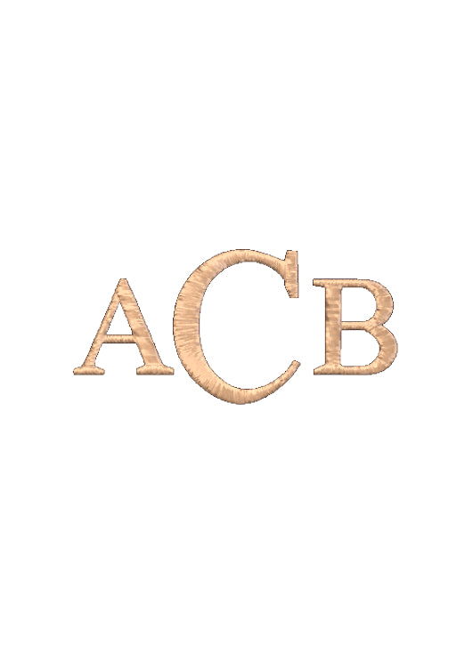 Small A (first initial), large C (last initial), small b (middle initial) in monogram format. 