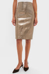 Oatmeal Susurros Leather Pencil Skirt