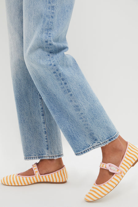 Marigold and Natural Striped Verona Ballet Flats