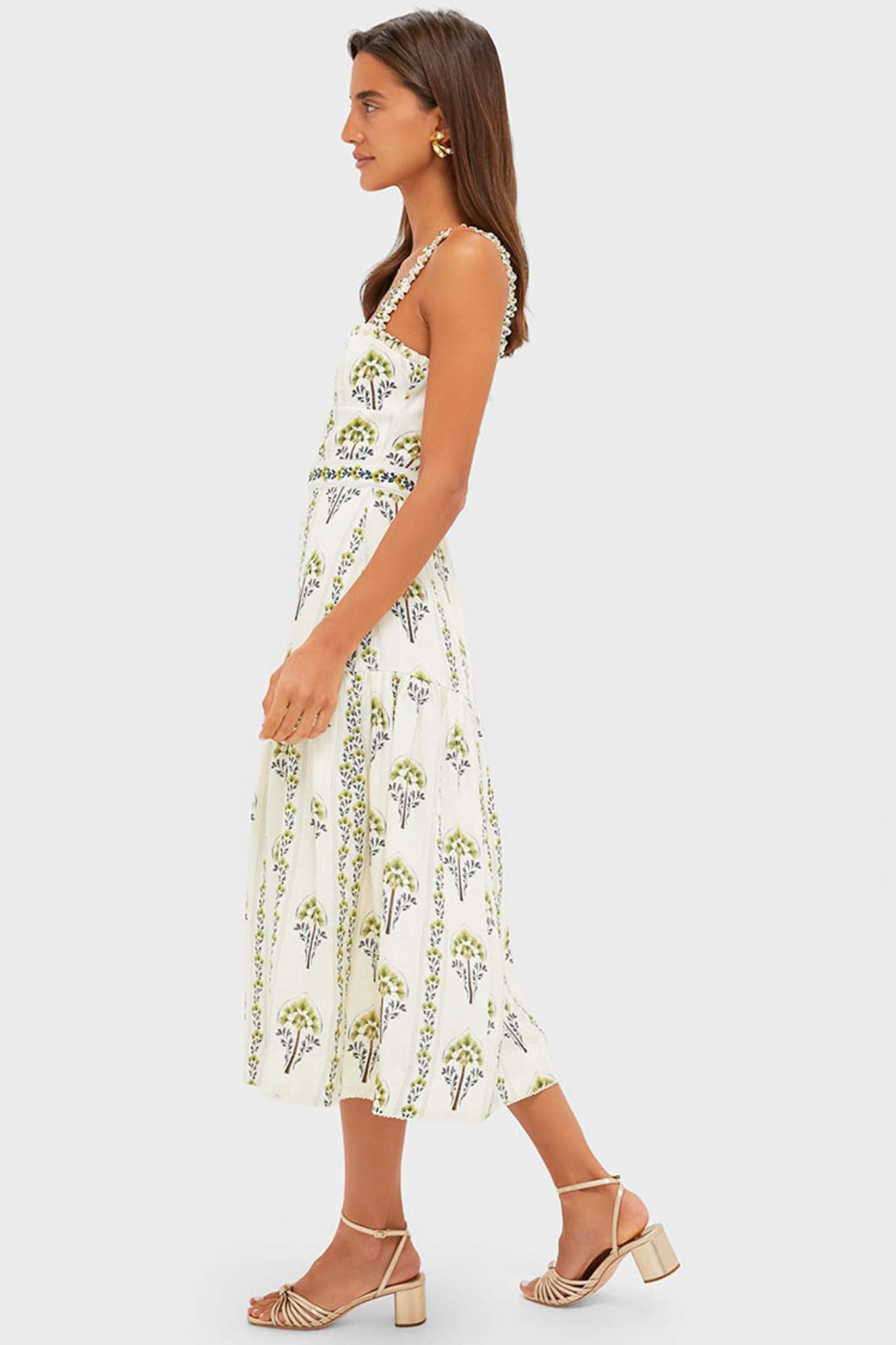 Moriche Nispero Embroidered Midi Dress