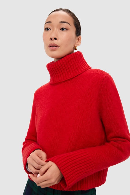 Fall Red Wool Cashmere Blend Turtleneck Polo Ralph Lauren