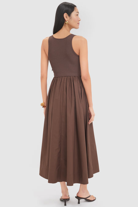 Chocolate Poplin Racer Dress