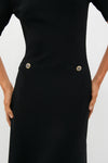 Black Knit Fit and Flare Mellor Midi Dress