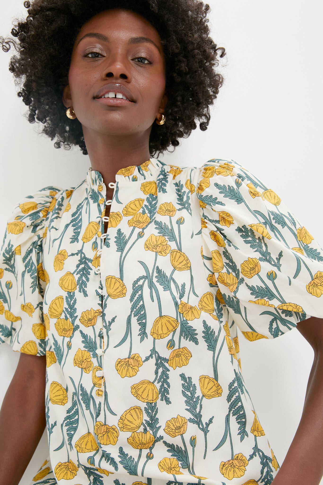 Yellow Amaryllis Floral Mimi Midi Dress