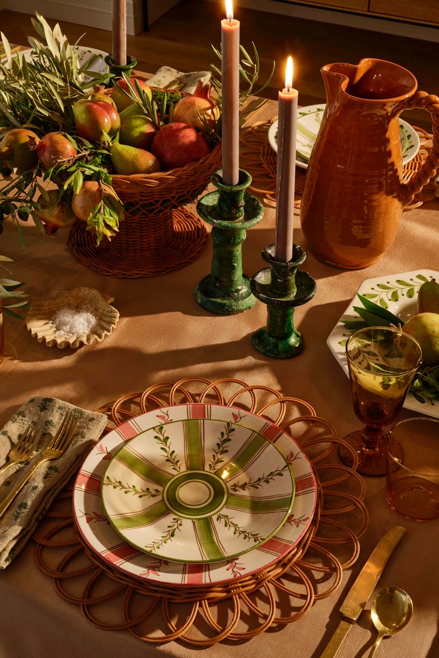Olive Stripe Dessert Plate