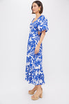 Blue Floral Seaport Midi Dress