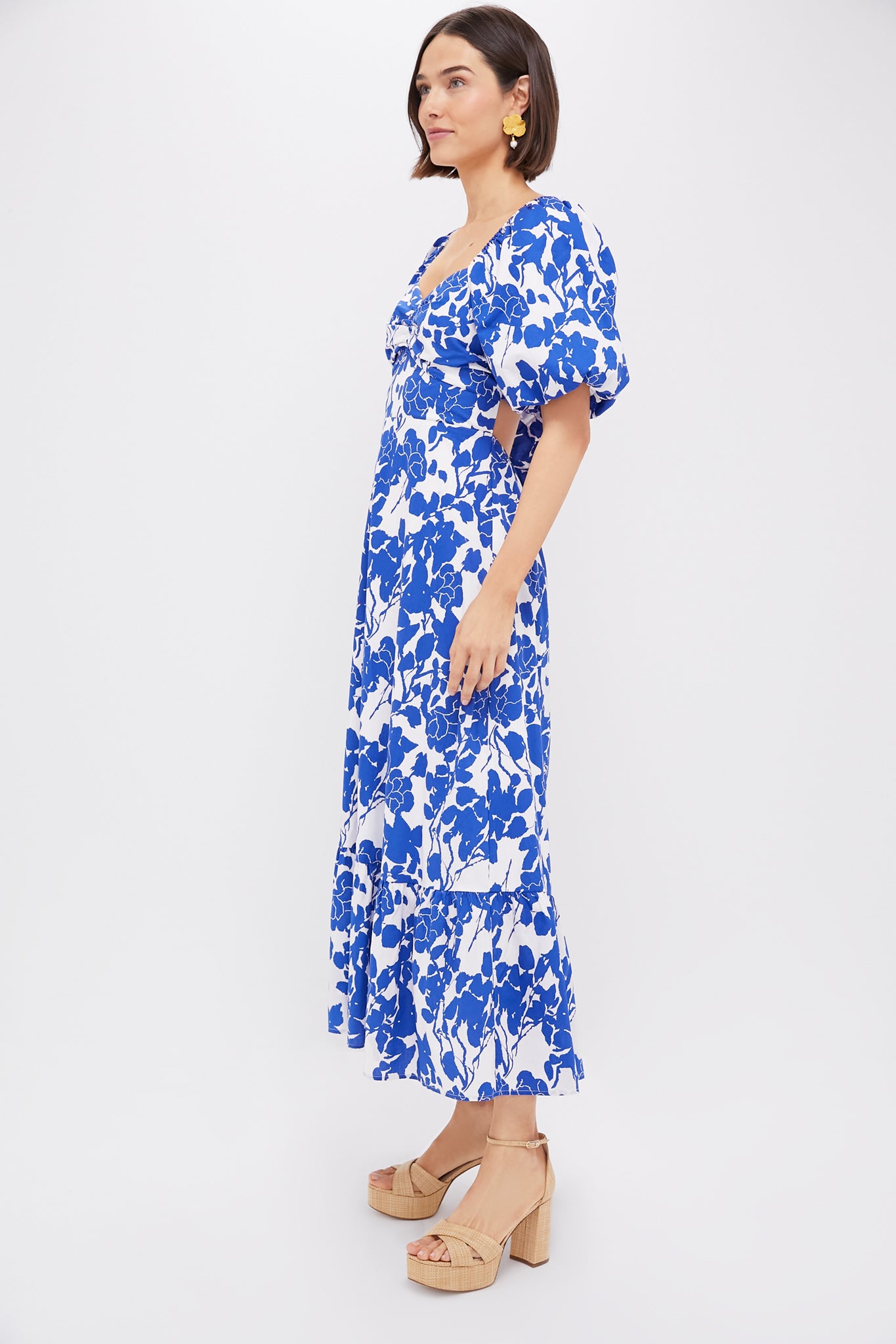 Blue Floral Seaport Midi Dress