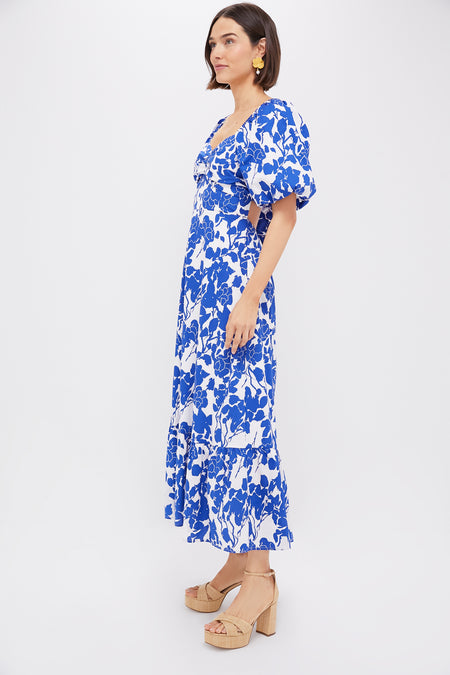 Blue Floral Seaport Midi Dress