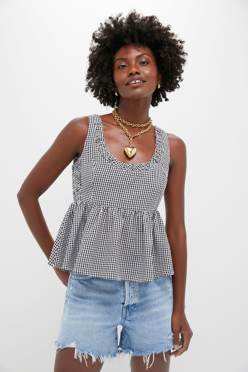 Black Gingham Seersucker Raven Bubble Top