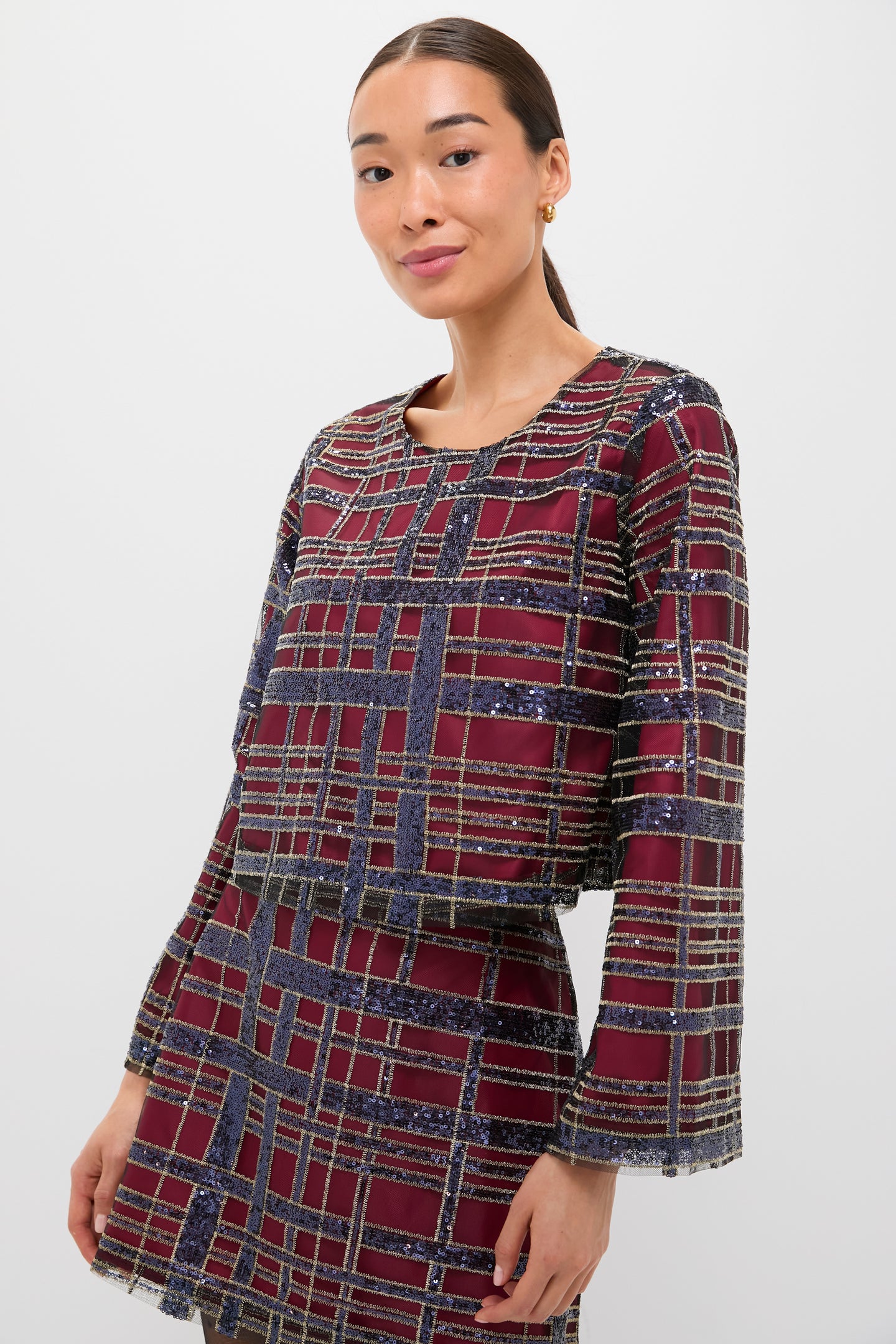 Sequin Plaid Maxine Top
