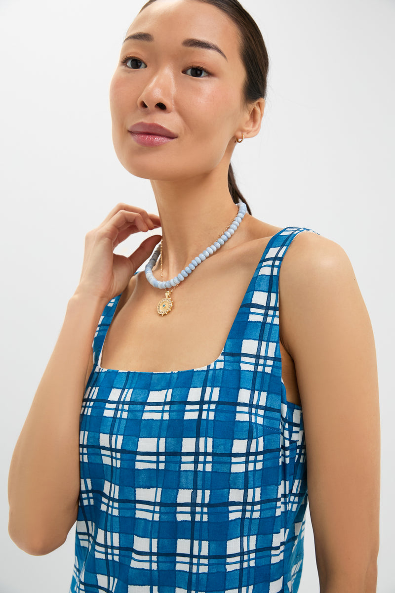 Royal Plaid Minnie Midi Dress