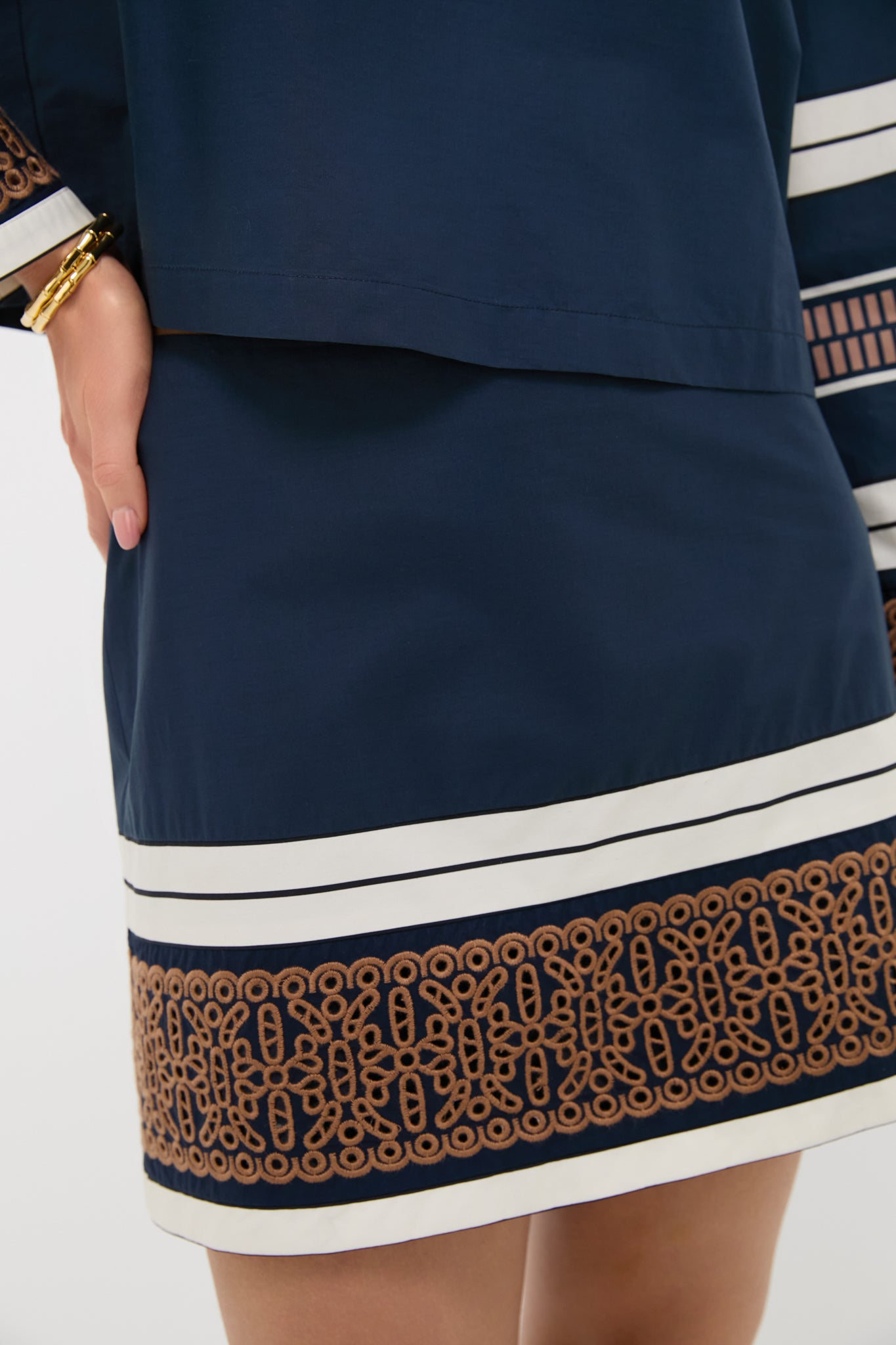 Riverside Stripe Cotton Eyelet Meg A-Line Mini Skirt