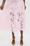 Pink Lace Peplum Midi Dress