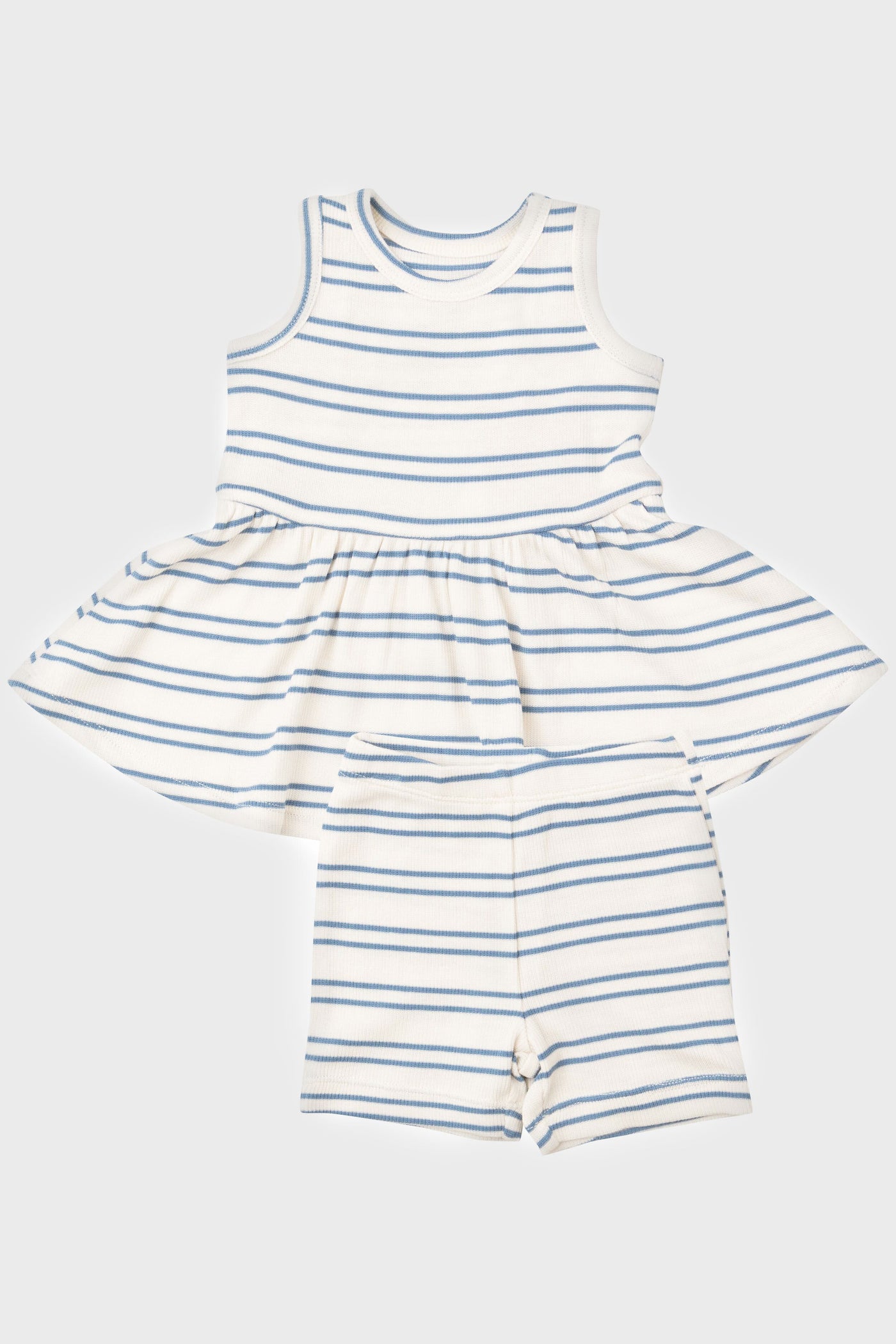 Anchor Stripe Rib Peplum Tank Top and Biker Shorts