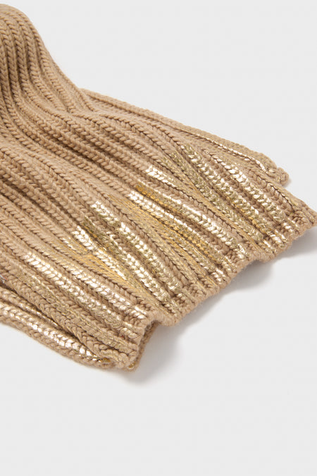 Gold Metallic Scarf and Mittens Set