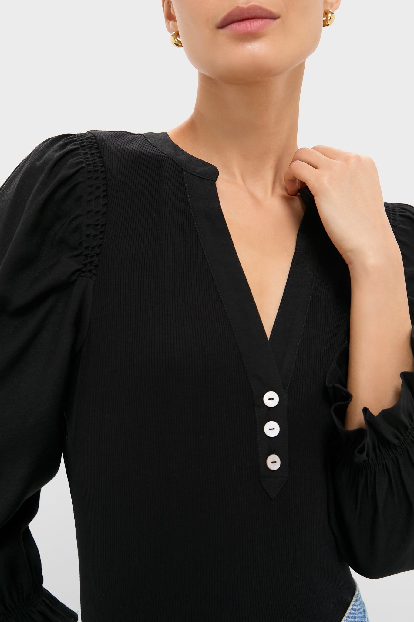 Black Long Sleeve Livia Puff Sleeve Top