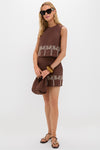 Brown & Cream Embroidery Palm Tank