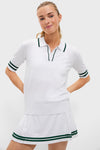 White and Green Short Sleeve Performance Knit Nora Sweater Polo