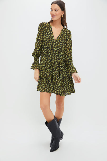 Green Brushed Geo Kenzo Dress
