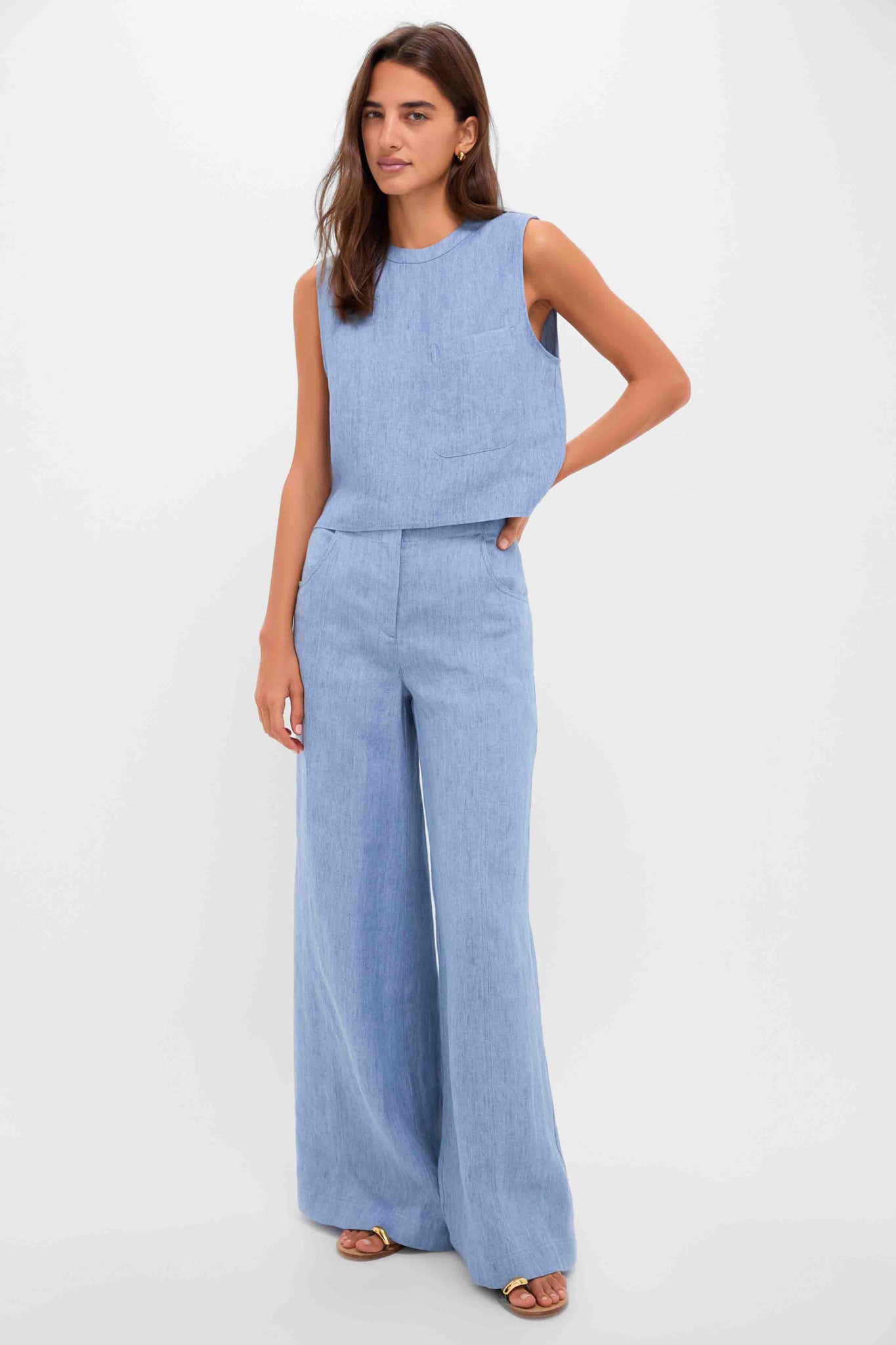 Light Indigo Cropped Muscle Tank