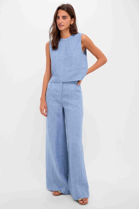 Light Indigo Cropped Muscle Tank