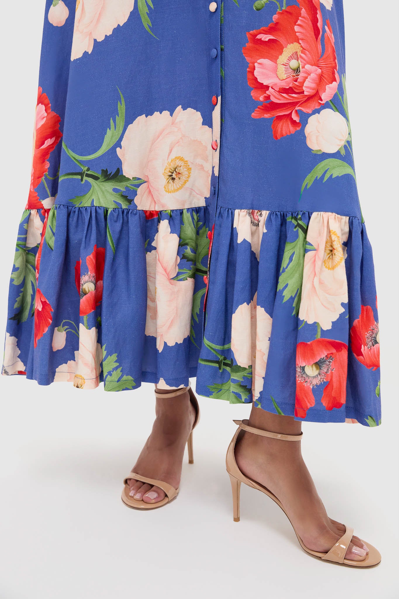 knee length dresses for ladies Poppy Print Becca Short Sleeve Midi Dress