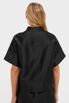 Black Dupioni Trapunto Stitch Sofia Shirt