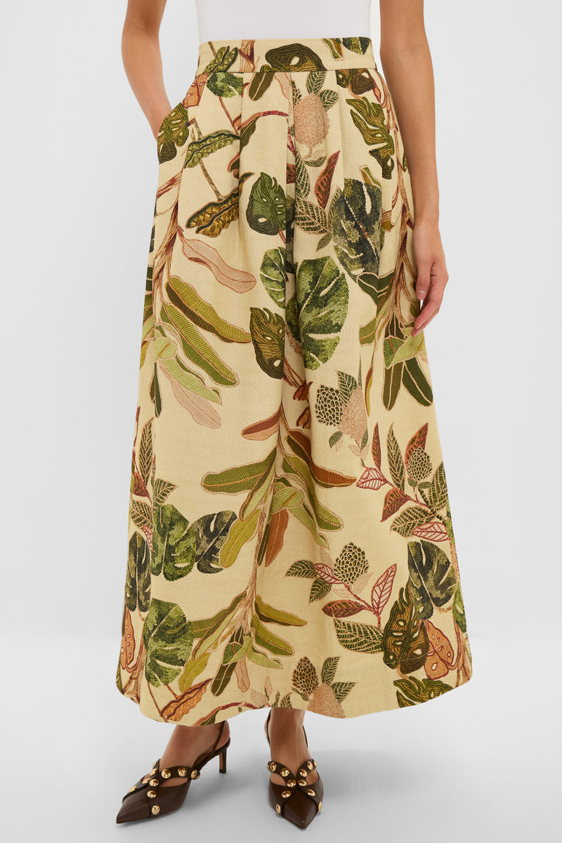 Forest Print Forest Pleated Midi Skirt