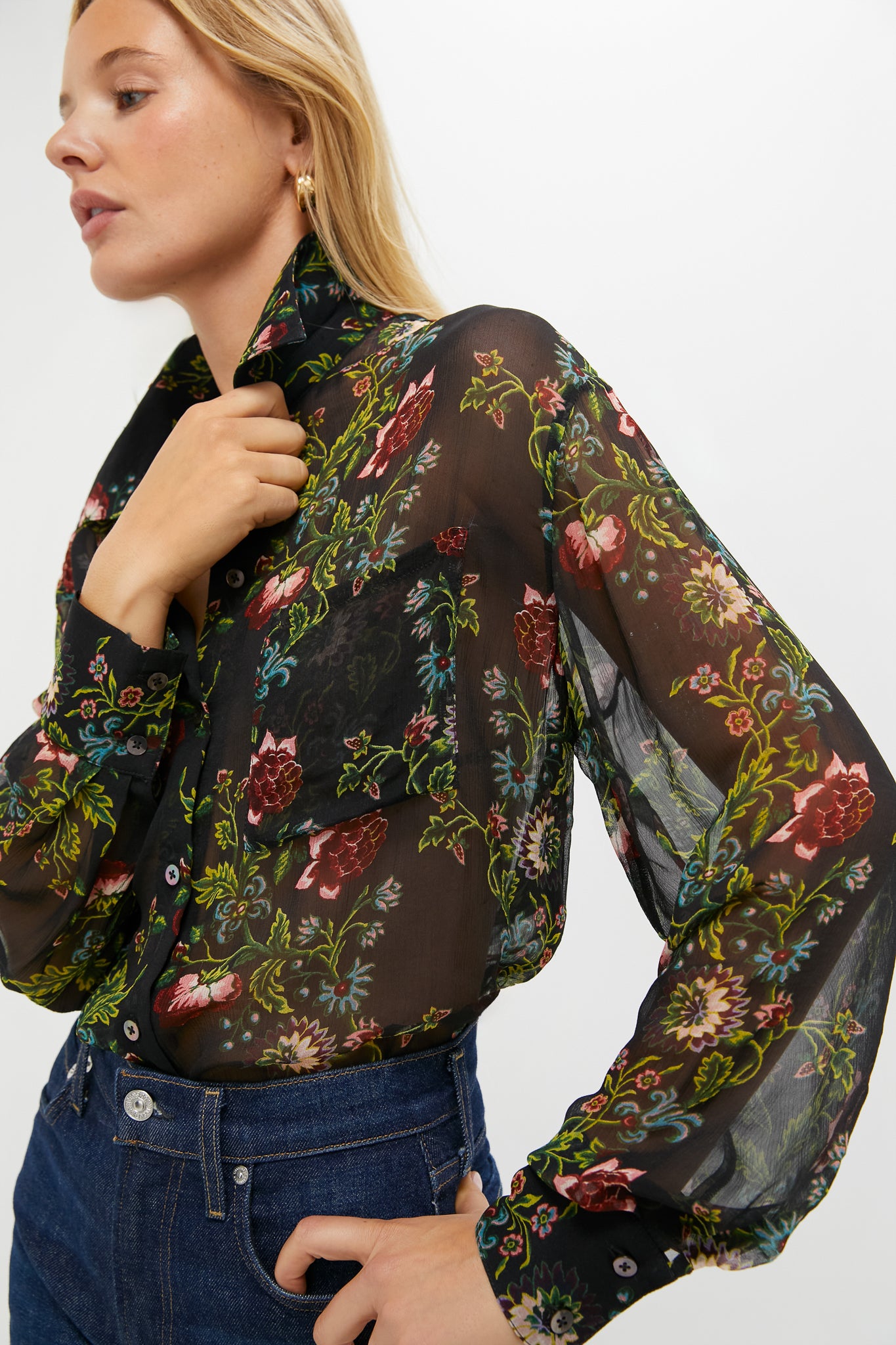 Midnight Moonflower Sheer Alysse Blouse