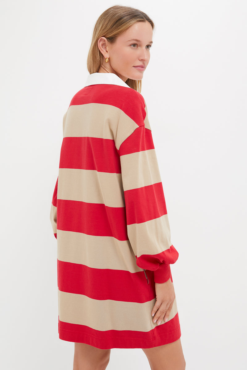 Khaki and Red Stripe Travis Rugby Dress