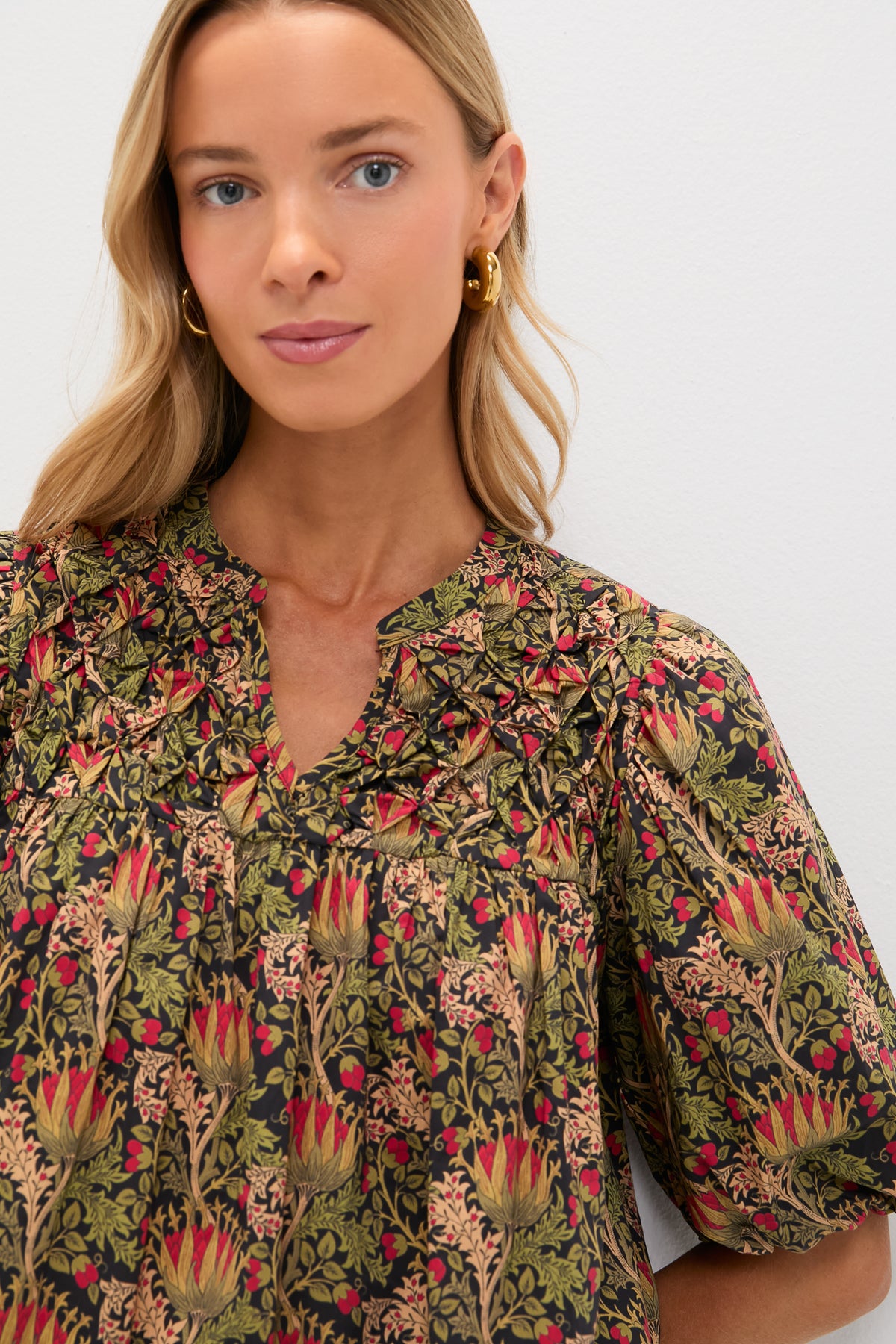 Multicolor Fall Blouses Black Multi Floral Frida Blouse | Hyacinth House
