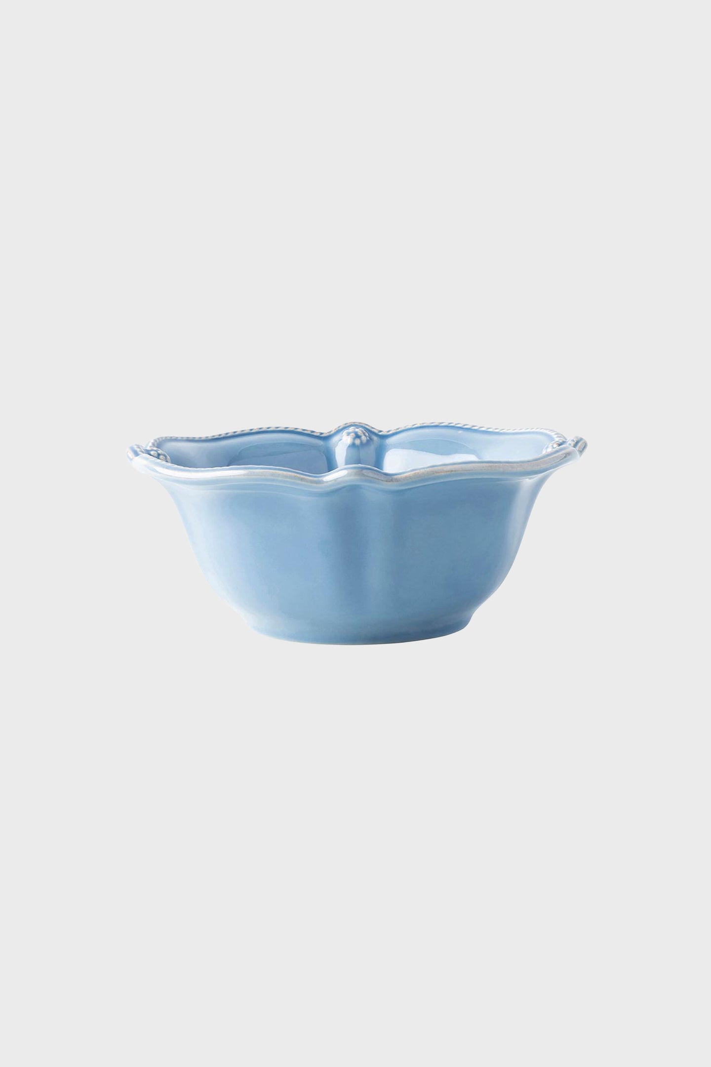 Light blue scalloped ceramic bowl from Juliska’s Berry & Thread Collection—perfect for elevating your dinnerware.