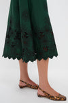Pine Green Embroidered Kirat Midi Dress