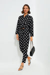 Black Polka Dot Tie-Front Juliana Shirt